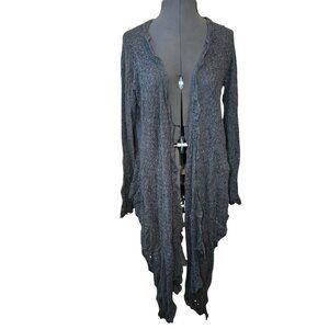 Sigrid Olsen Collection‎ Gray Drape Cardigan M Womens 55% Silk 15% Wool